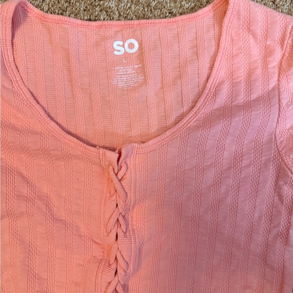 SO Women's Peach Lace-Up Crop Top - Picture 2 of 2